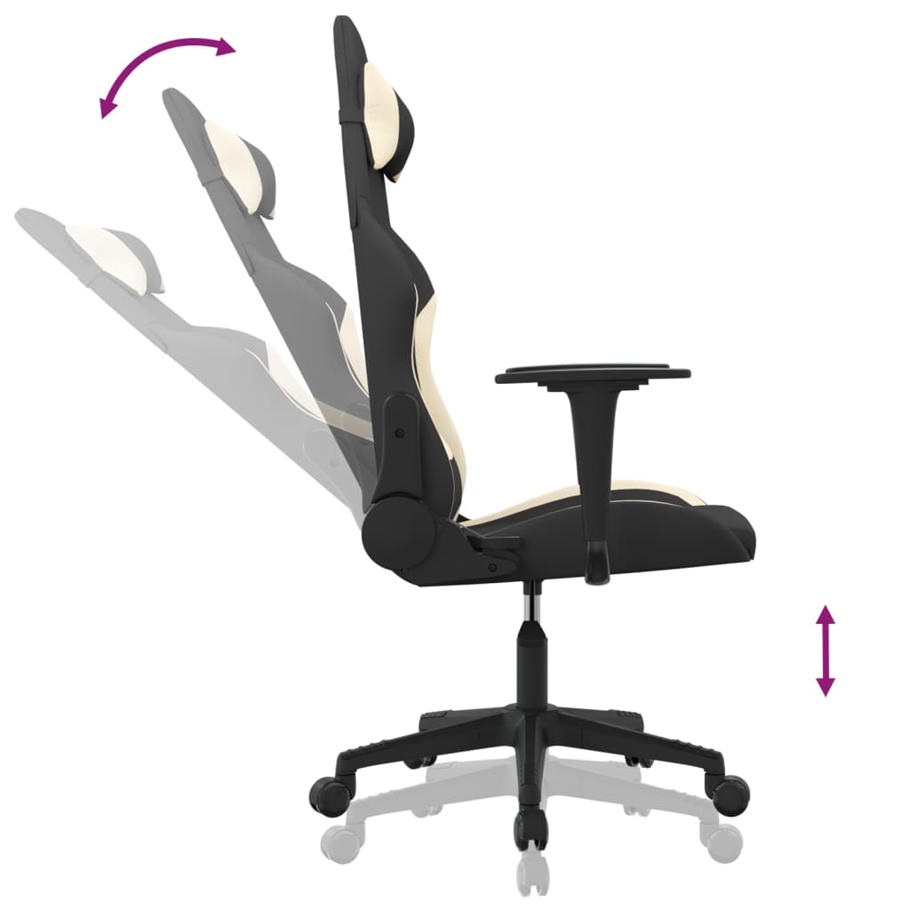 Gaming-Stuhl Schwarz und Creme Stoff