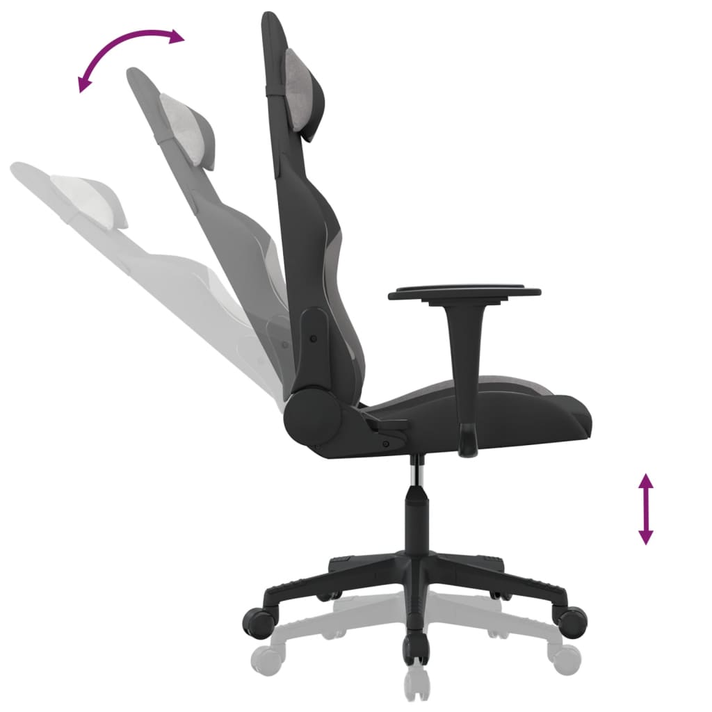 Gaming-Stuhl Schwarz und Hellgrau Stoff