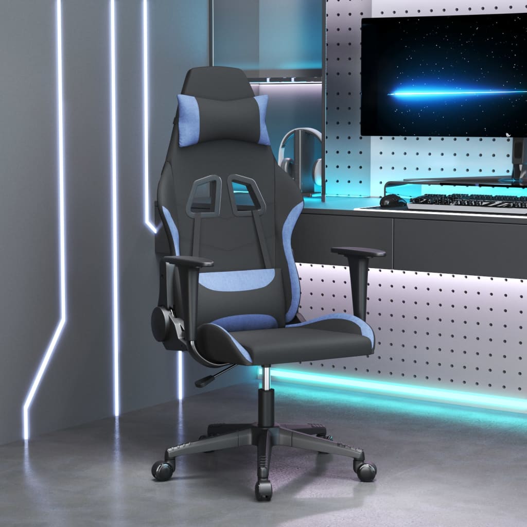 Gaming-Stuhl Schwarz und Blau Stoff