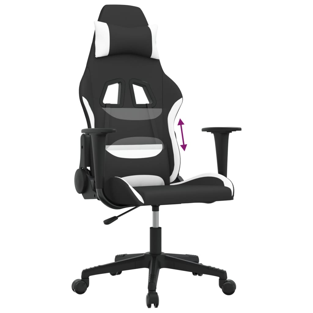 Gaming-Stuhl Schwarz und Weiß Stoff
