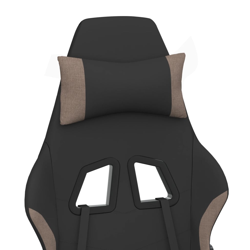 Gaming-Stuhl mit Fußstütze Schwarz und Taupe Stoff