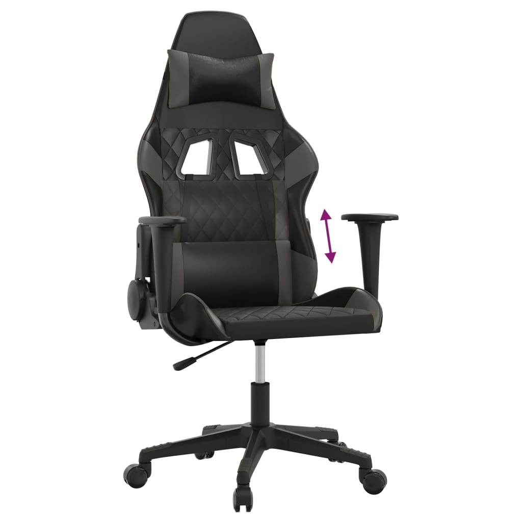 Gaming-Stuhl Schwarz und Grau Kunstleder
