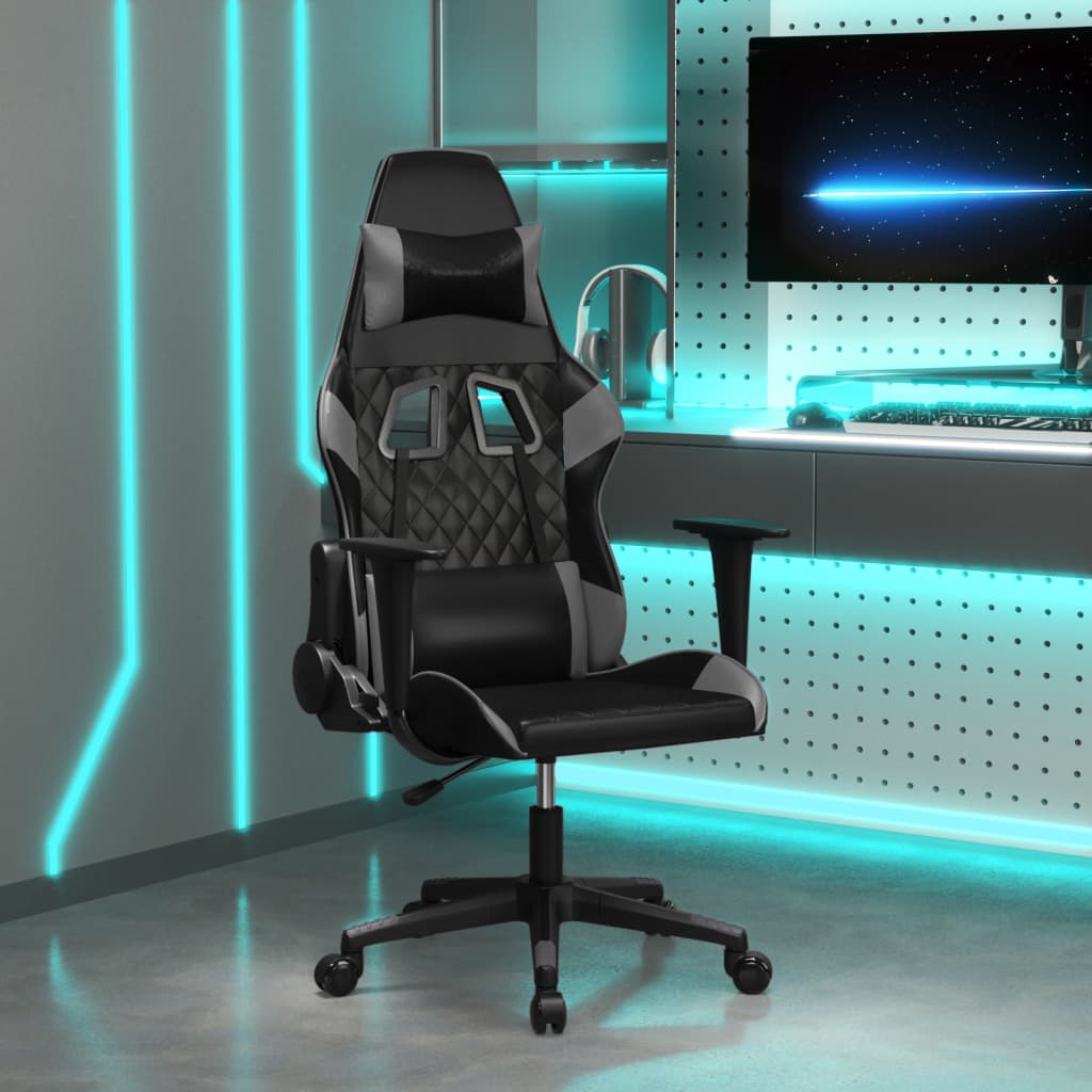 Gaming-Stuhl Schwarz und Grau Kunstleder