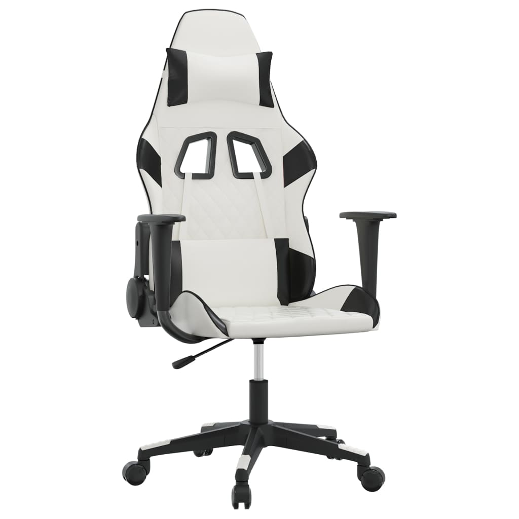 Gaming-Stuhl Weiß und Schwarz Kunstleder
