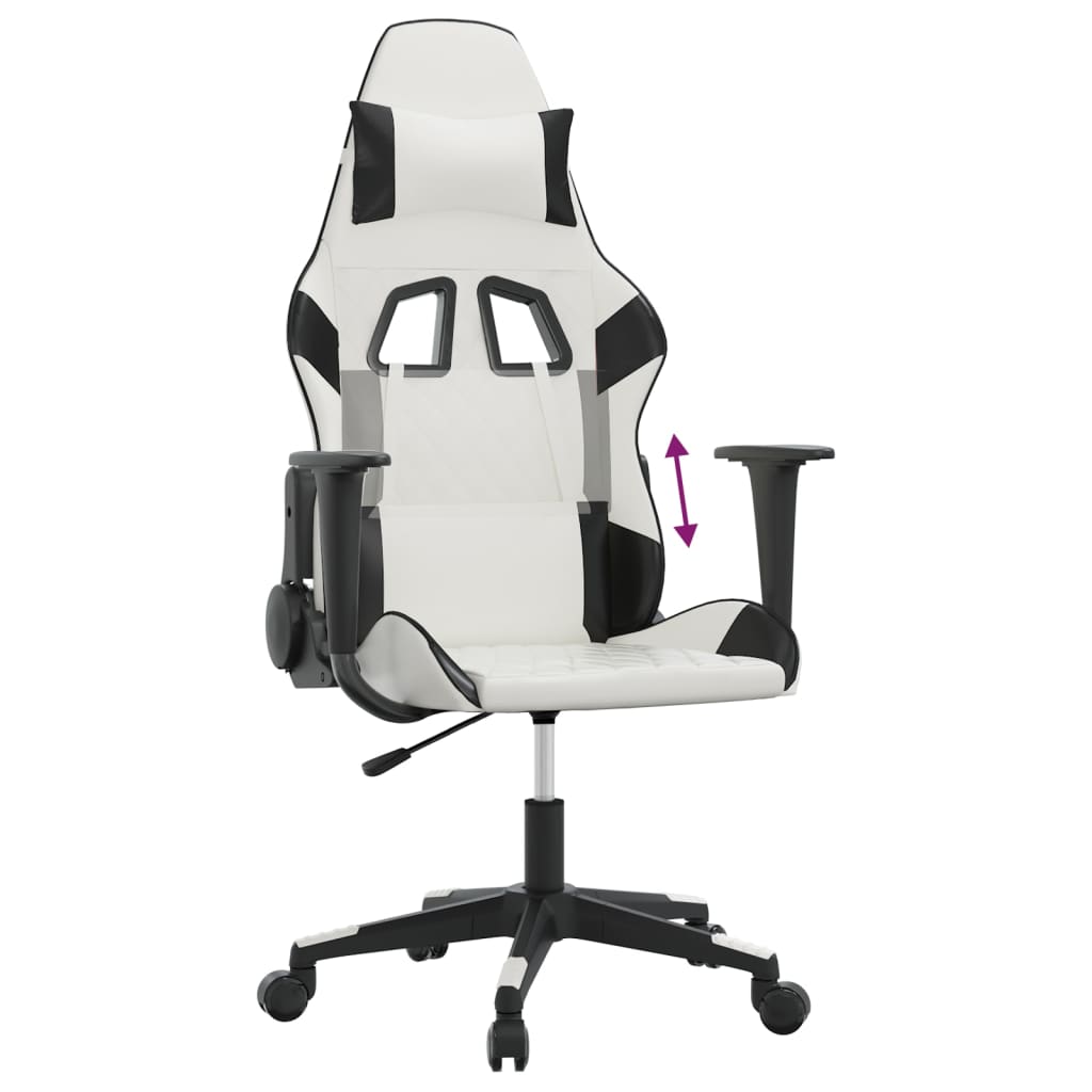 Gaming-Stuhl Weiß und Schwarz Kunstleder
