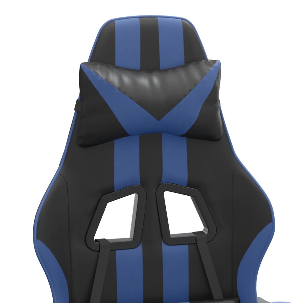 Gaming-Stuhl mit Fußstütze Schwarz und Blau Kunstleder