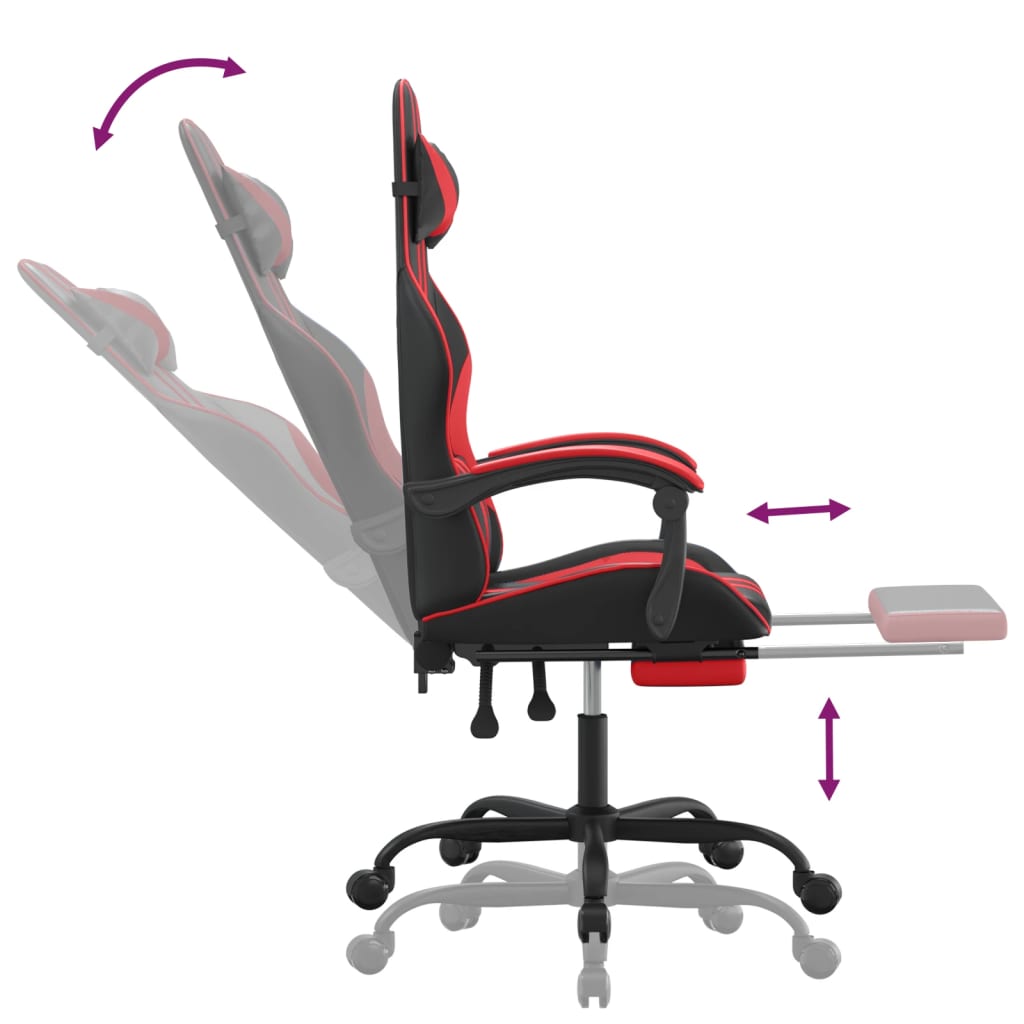 Gaming-Stuhl mit Fußstütze Schwarz und Rot Kunstleder
