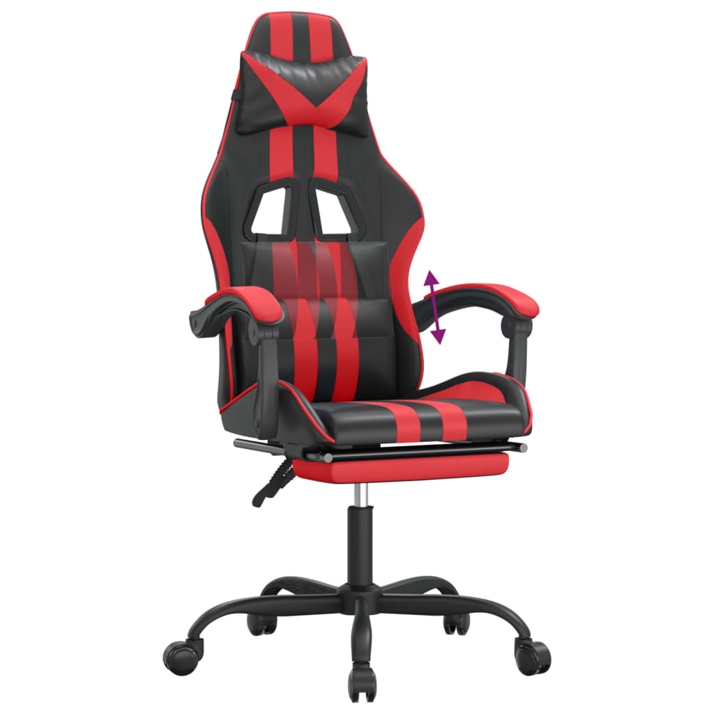 Gaming-Stuhl mit Fußstütze Schwarz und Rot Kunstleder