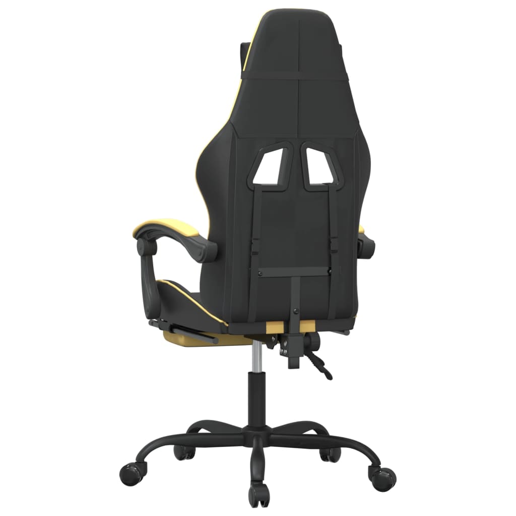 Gaming-Stuhl mit Fußstütze Schwarz und Golden Kunstleder