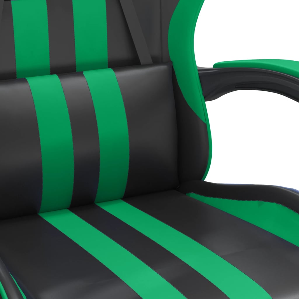 Gaming-Stuhl mit Fußstütze Schwarz und Grün Kunstleder