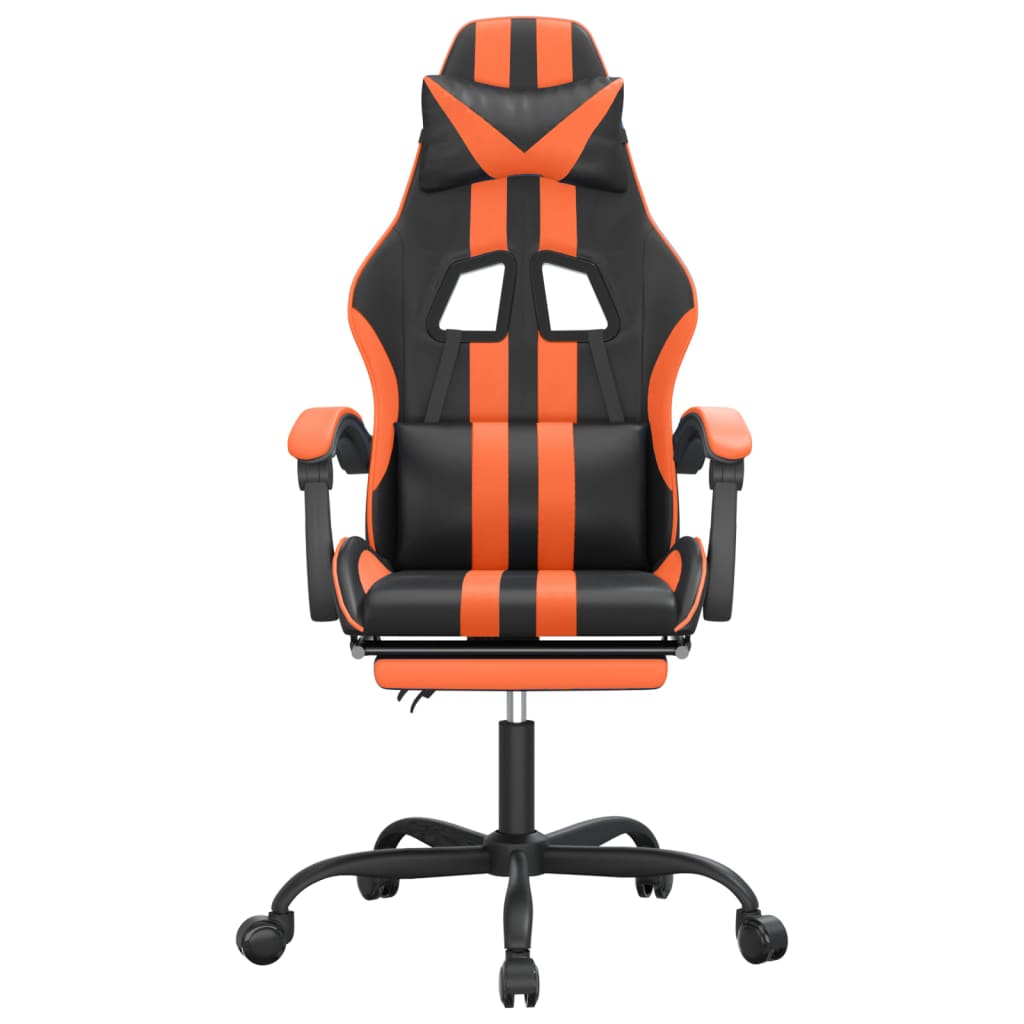 Gaming-Stuhl mit Fußstütze Schwarz und Orange Kunstleder