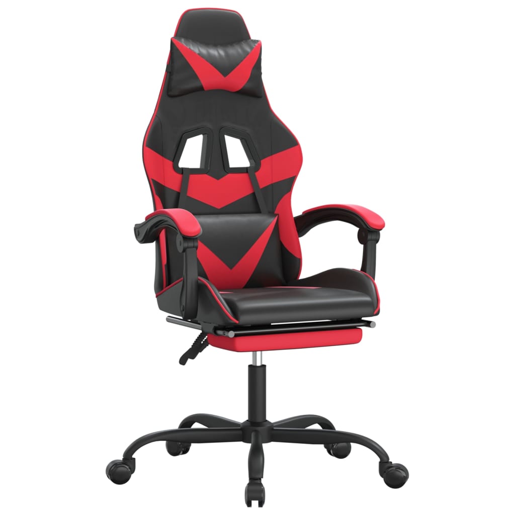 Gaming-Stuhl mit Fußstütze Schwarz und Rot Kunstleder