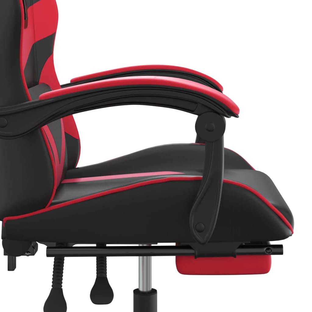 Gaming-Stuhl mit Fußstütze Schwarz und Rot Kunstleder