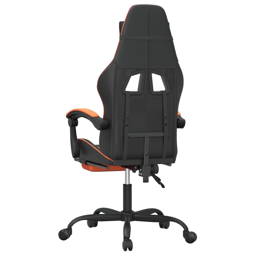 Gaming-Stuhl mit Fußstütze Schwarz und Orange Kunstleder