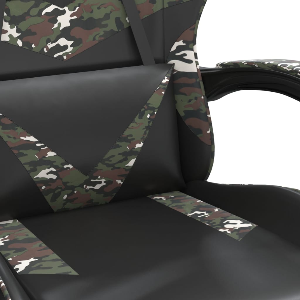 Gaming-Stuhl mit Fußstütze Schwarz und Tarnfarben Kunstleder