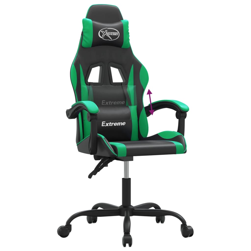 Gaming-Stuhl Schwarz und Grün Kunstleder