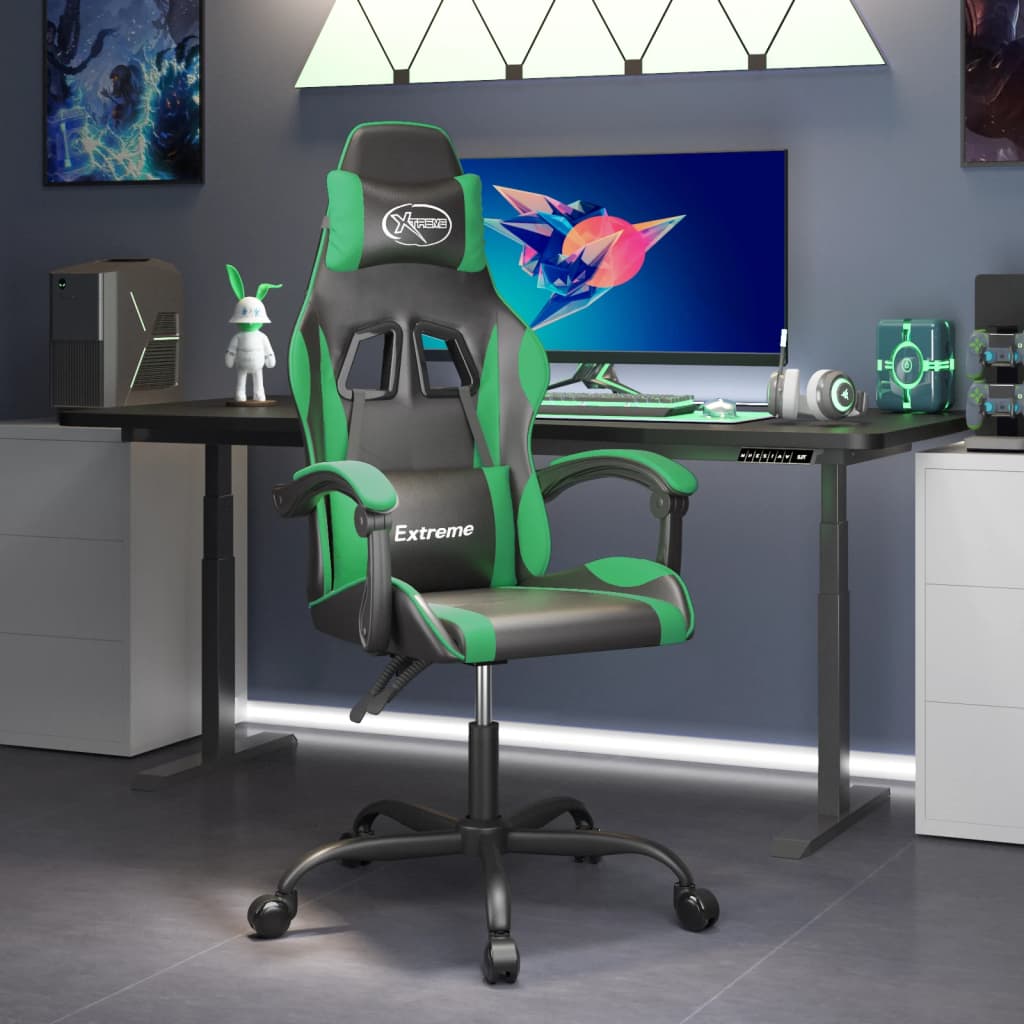 Gaming-Stuhl Schwarz und Grün Kunstleder