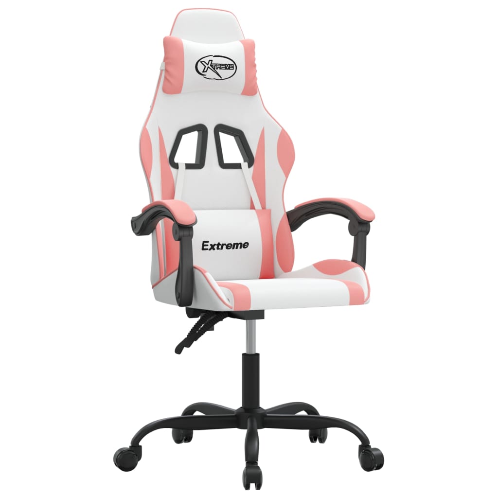 Gaming-Stuhl Weiß und Rosa Kunstleder
