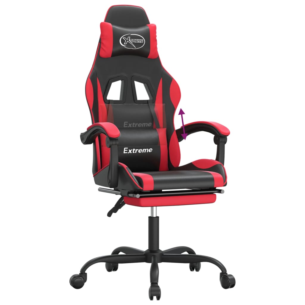 Gaming-Stuhl mit Fußstütze Schwarz und Rot Kunstleder