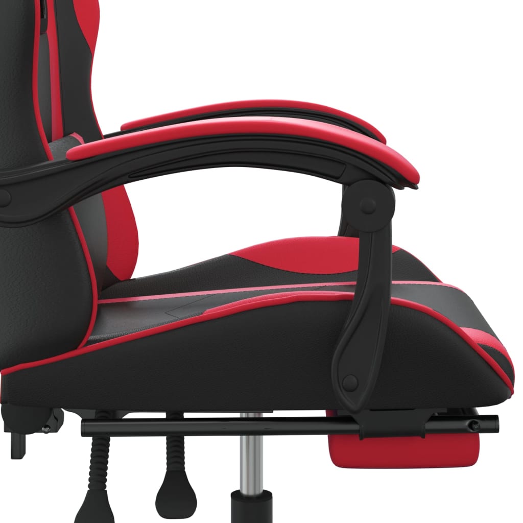 Gaming-Stuhl mit Fußstütze Schwarz und Rot Kunstleder