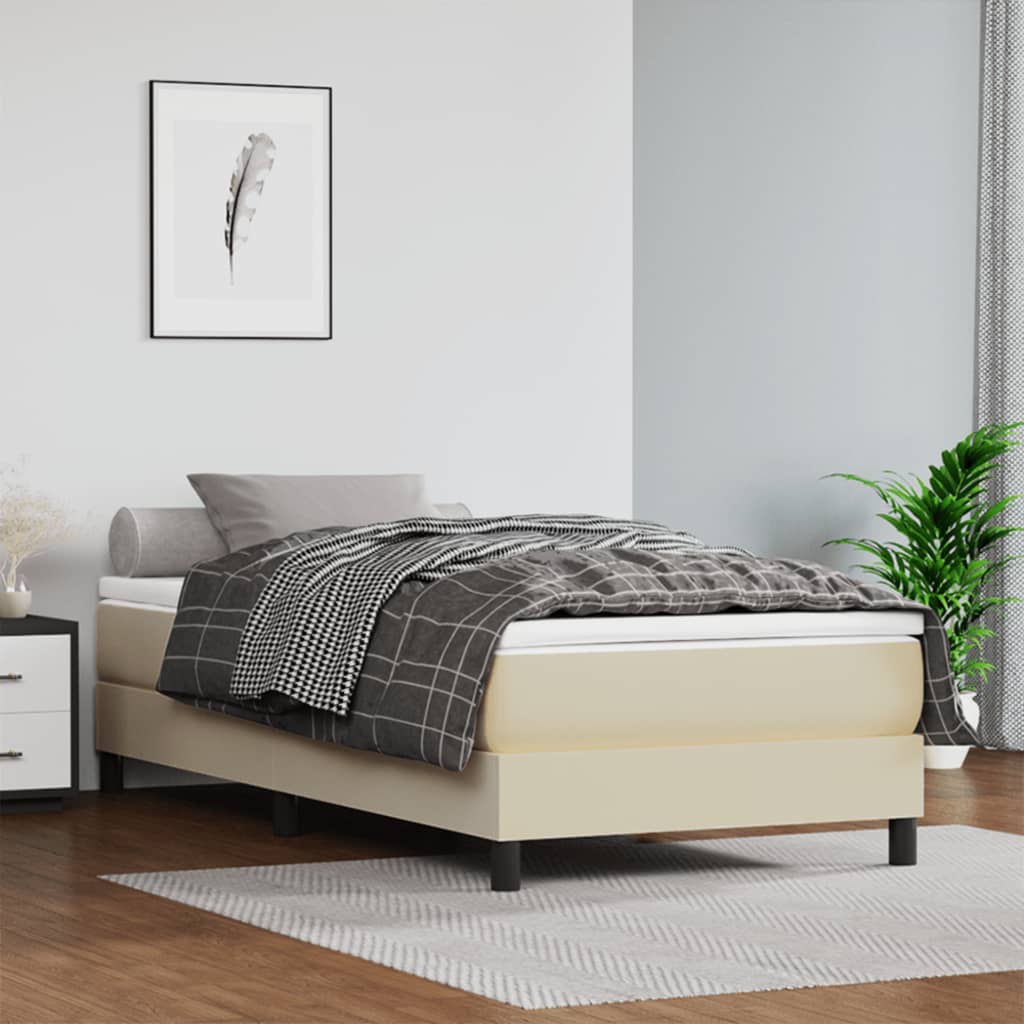 Boxspringbettgestell Creme 80x200 cm Kunstleder