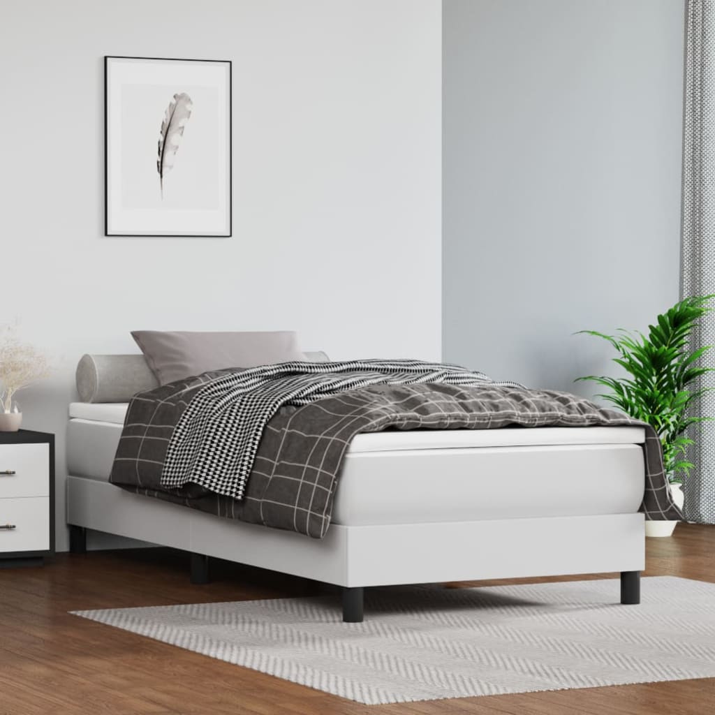Boxspringbettgestell Weiß 90x200 cm Kunstleder