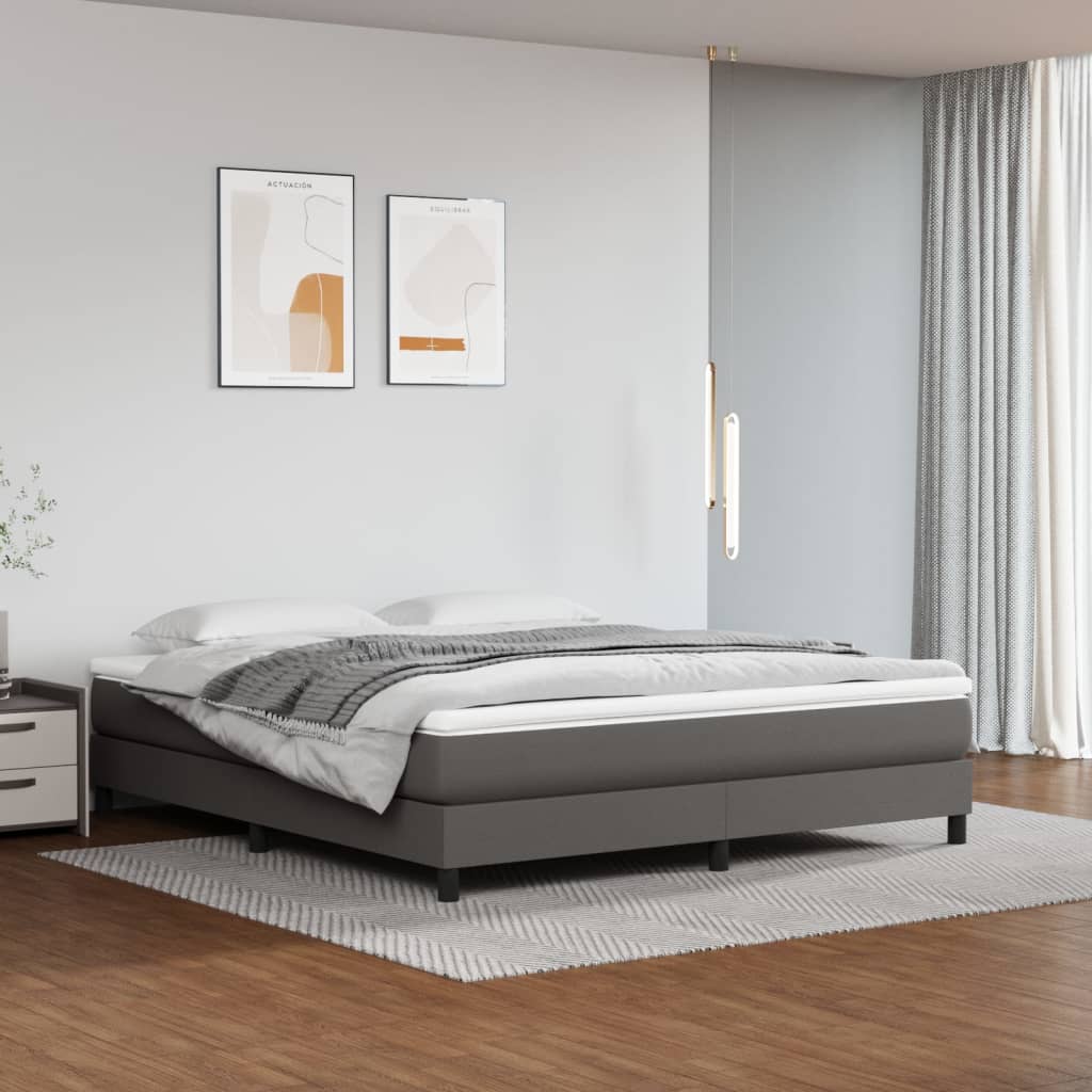 Boxspringbettgestell Grau 160x200 cm Kunstleder
