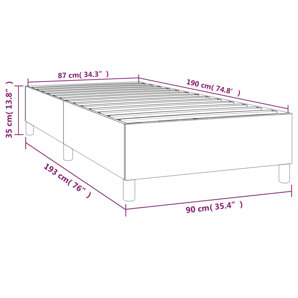 Boxspringbettgestell Dunkelgrau 90x190 cm Stoff