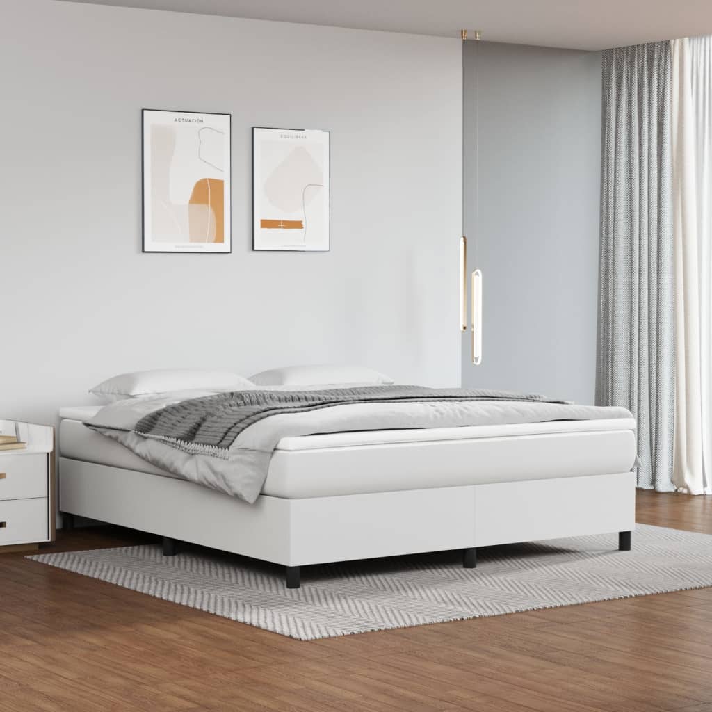 Boxspringbettgestell Weiß 160x200 cm Kunstleder