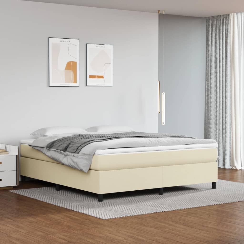 Boxspringbettgestell Creme 160x200 cm Kunstleder
