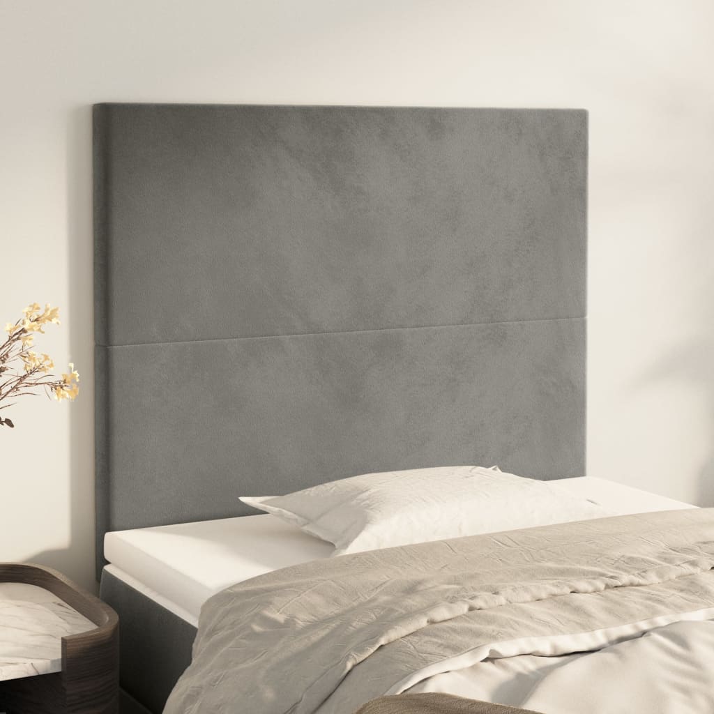 Kopfteil Hellgrau 100 x 5 x 118/128 cm Samt