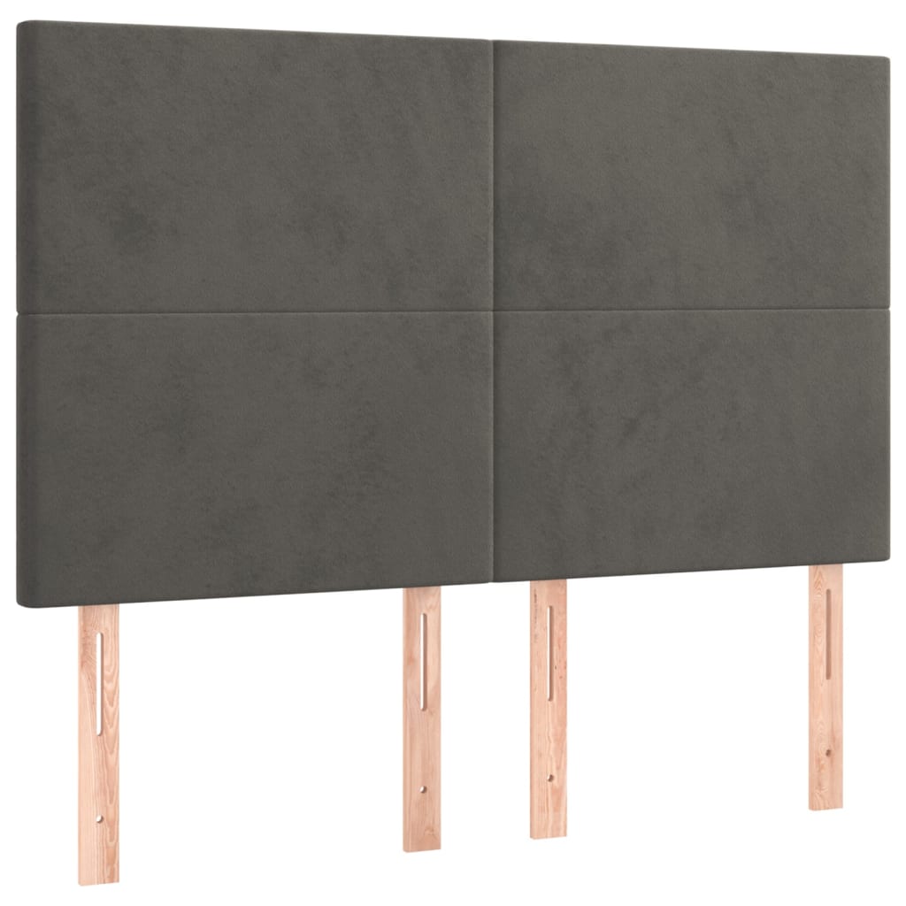 Kopfteil Dunkelgrau 144 x 5 x 118/128 cm Samt