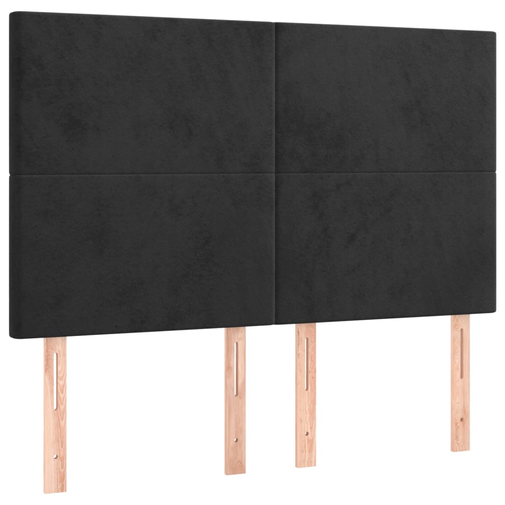 Kopfteil Schwarz 144x5x118/128 cm Samt
