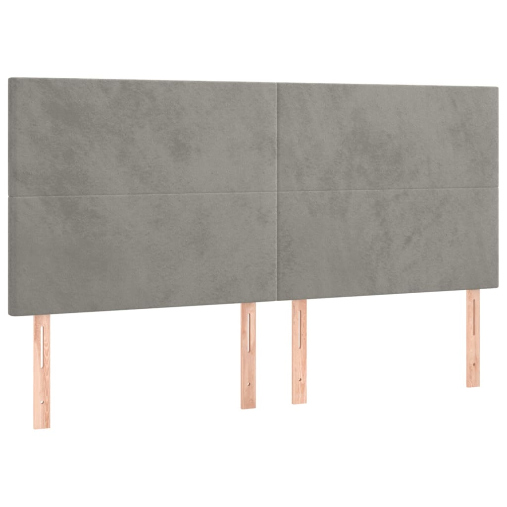 Kopfteil Hellgrau 160 x 5 x 118/128 cm Samt