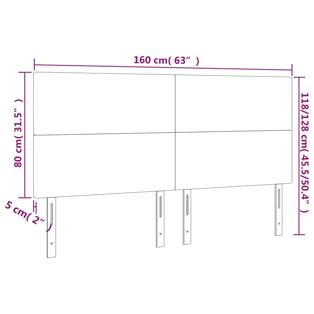 Kopfteil Hellgrau 160 x 5 x 118/128 cm Samt
