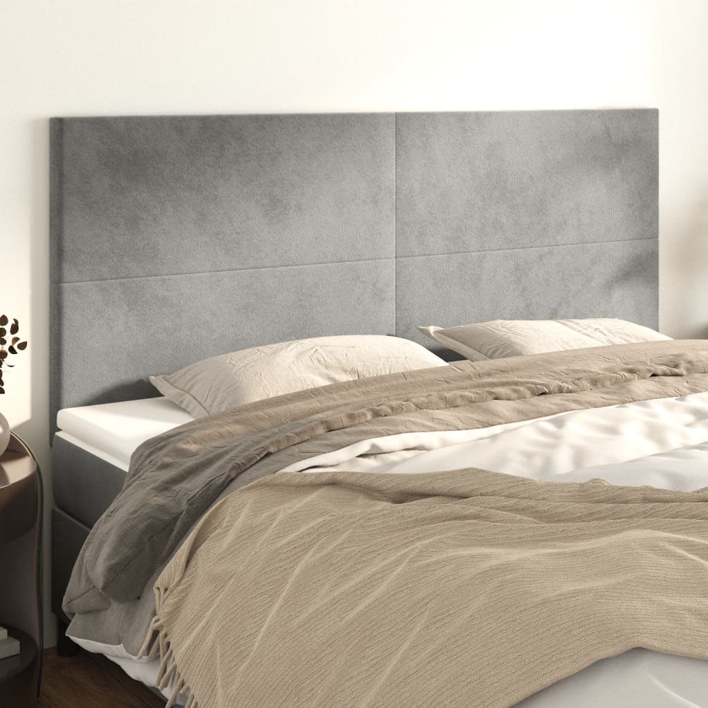 Kopfteil Hellgrau 160 x 5 x 118/128 cm Samt