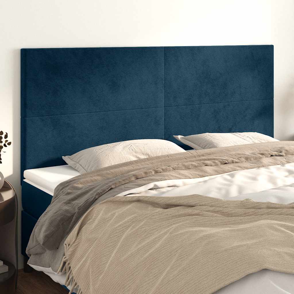 Kopfteil Dunkelblau 180x5x118/128 cm Samt