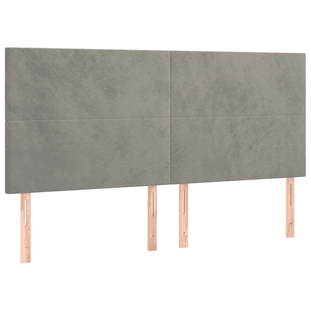 Kopfteil Hellgrau 200 x 5 x 118/128 cm Samt