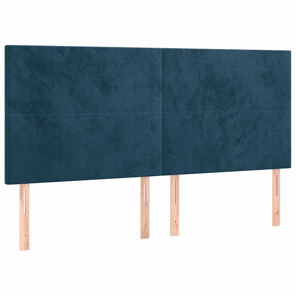 Kopfteil Dunkelblau 200 x 5 x 118/128 cm Samt