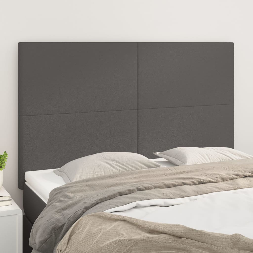 Kopfteil Grau 144x5x118/128 cm Kunstleder