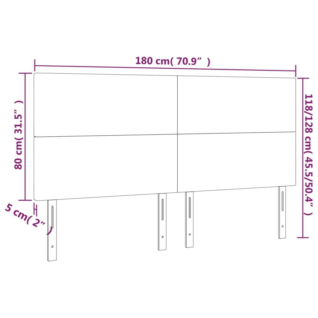 Kopfteil Grau 180x5x118/128 cm Kunstleder