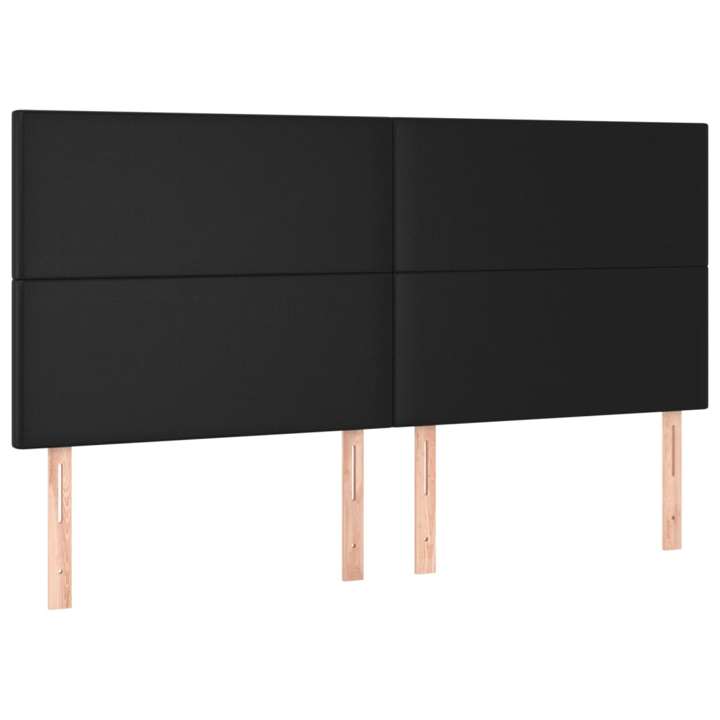 Kopfteil Schwarz 200x5x118/128 cm Kunstleder