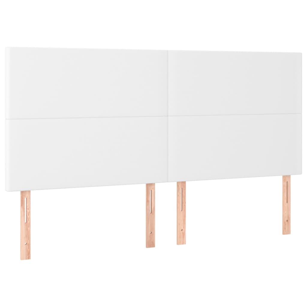 Kopfteil Weiß 200x5x118/128 cm Kunstleder