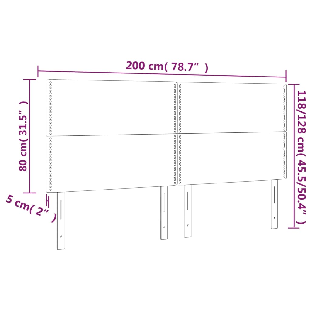 Kopfteil Schwarz 200 x 5 x 118/128 cm Stoff