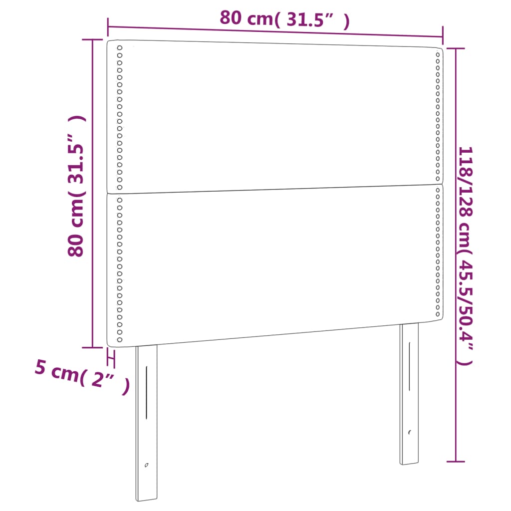 Kopfteil Schwarz 80x5x118/128 cm Samt