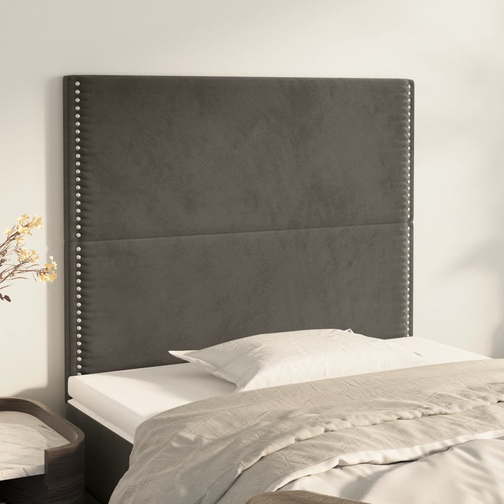Kopfteil Dunkelgrau 100 x 5 x 118/128 cm Samt