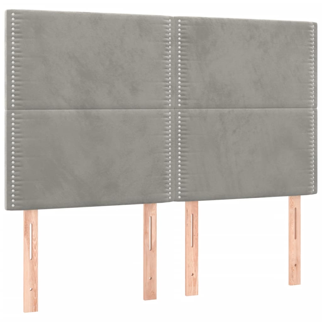 Kopfteil Hellgrau 144x5x118/128 cm Samt