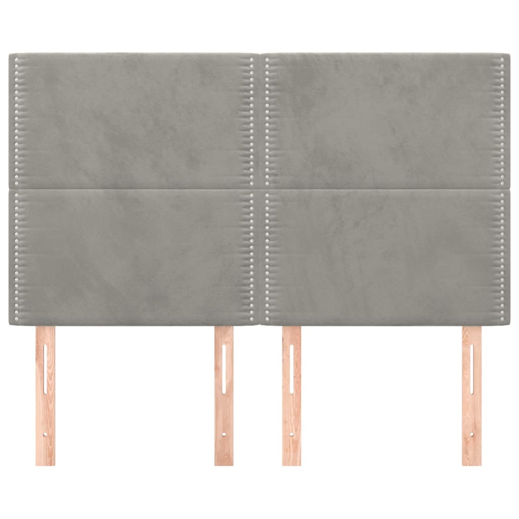 Kopfteil Hellgrau 144x5x118/128 cm Samt