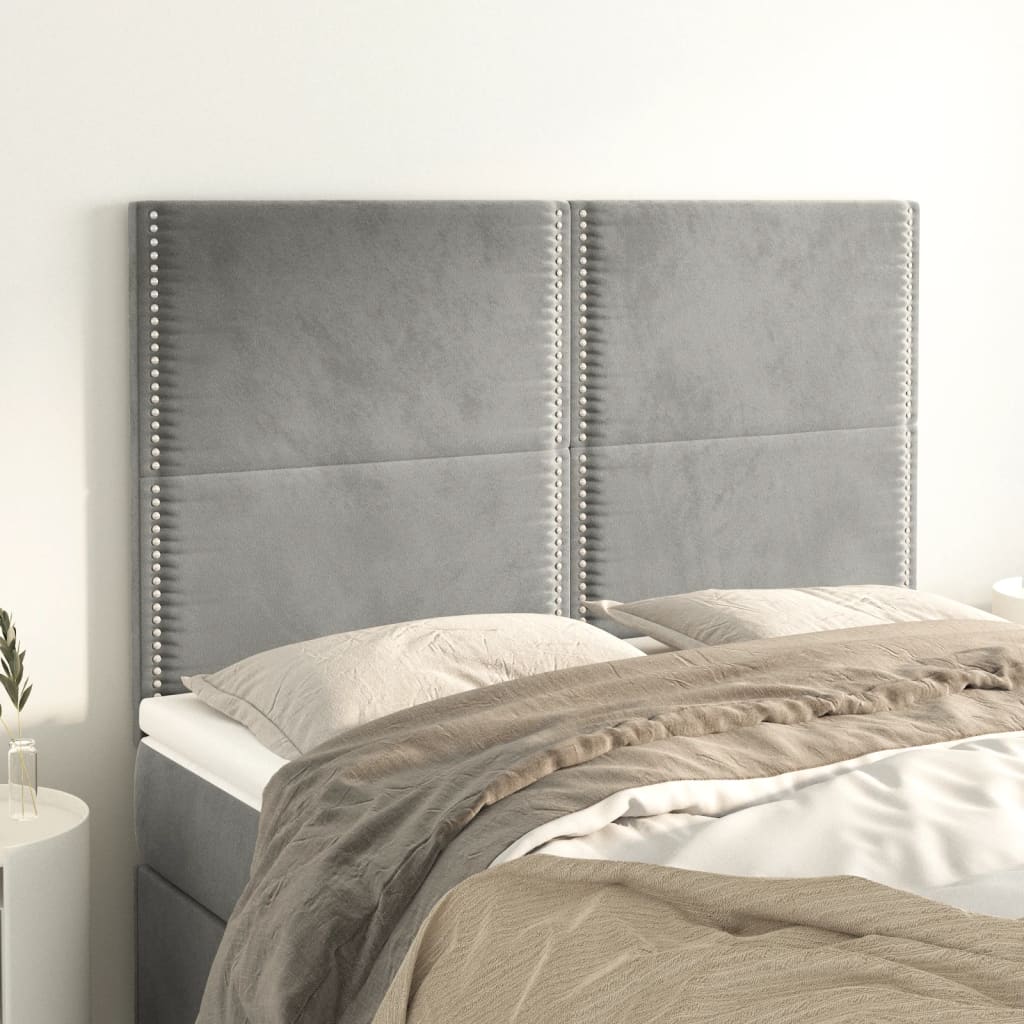 Kopfteil Hellgrau 144x5x118/128 cm Samt