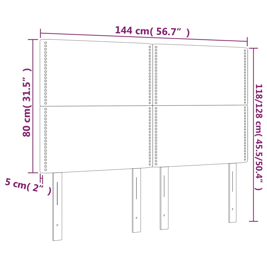 Kopfteil Dunkelgrau 144 x 5 x 118/128 cm Samt